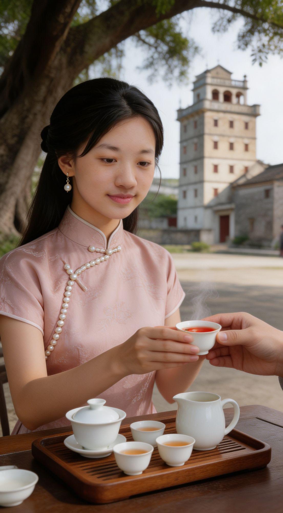 那日鹤山逢他，七碗茶后，
清风可曾捎去我的念？