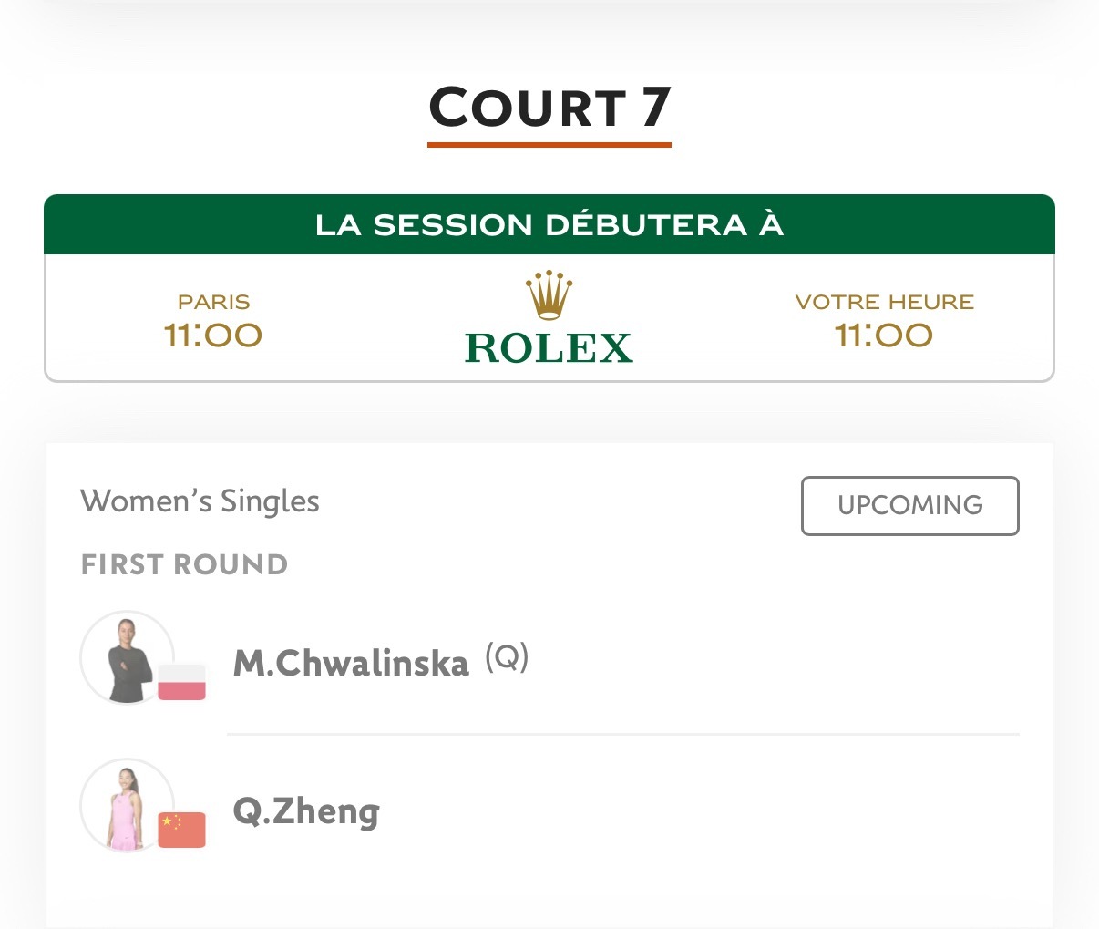 郑钦文周一17:00出战❗️郑钦文法网首轮比赛出场时间：北京时间周一17:00，