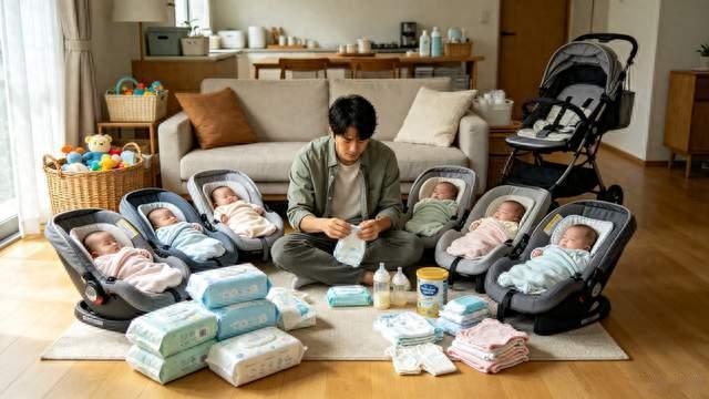 4个月4000片尿不湿！五胞胎爸爸的真实养娃日常，看完让人破防