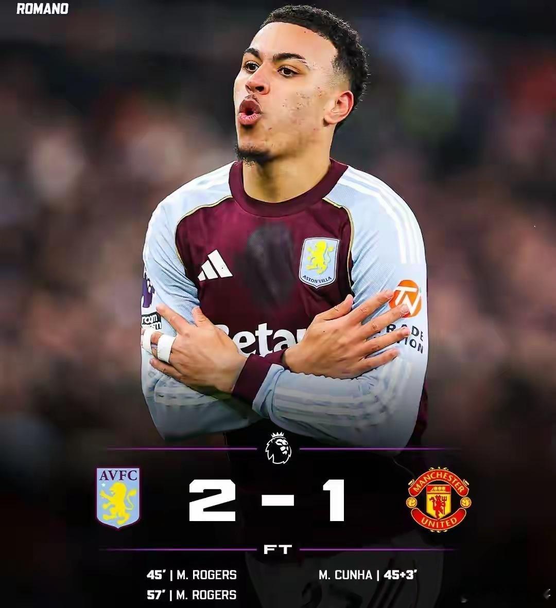 23岁核心双响助维拉2-1曼联 身价25倍飙升锁定世界杯席位英超第17轮焦点战，