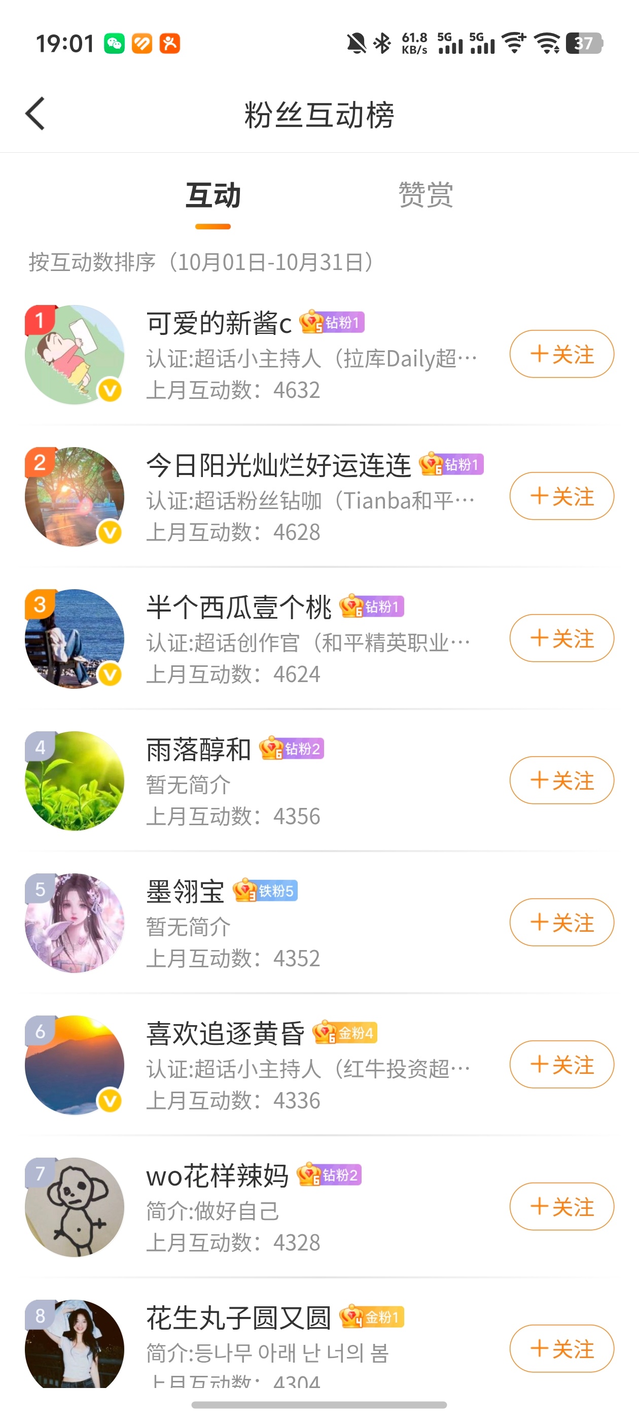 上月互动榜，大家按顺序申请入互动榜群哈，红包等着大家！ ​​​