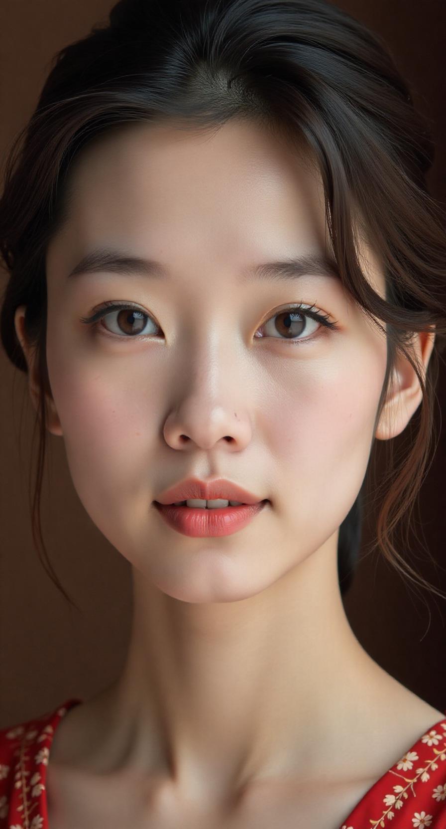 温柔甜美的少女穿上红衣，那画面简直绝了。就像那些古风写真里的复古红衣少女，在阳光