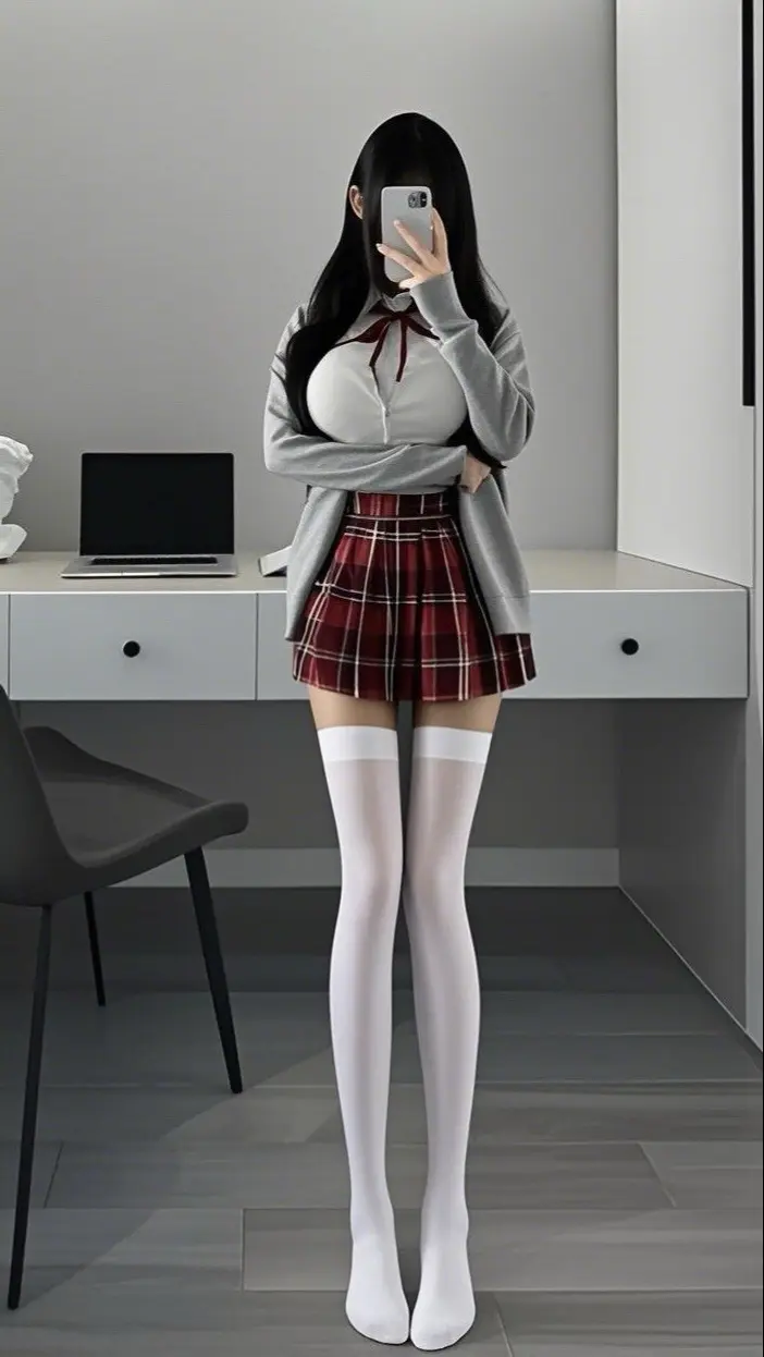 纯欲天花板 白色过膝袜 jk制服