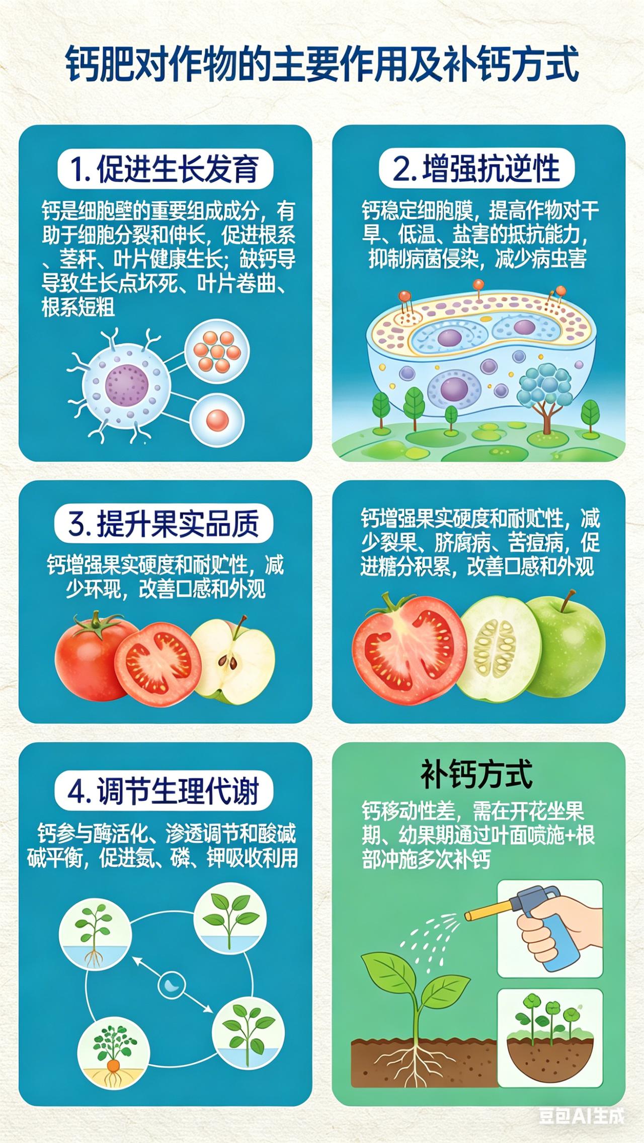 钙肥没少用，作物还是缺钙？90%的人搞错了补钙方式！
番茄脐腐、白菜干心、苹果苦