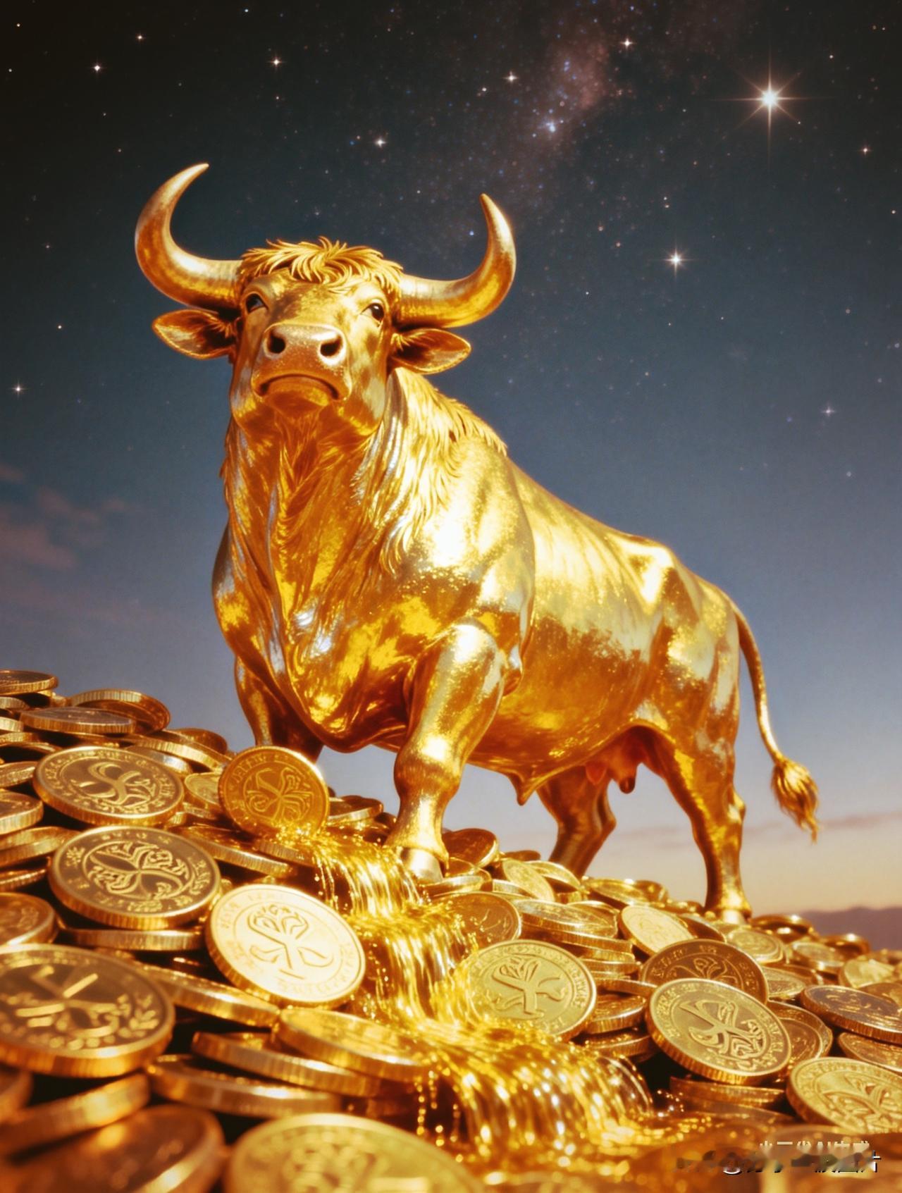 牛气冲天，财源滚滚来。