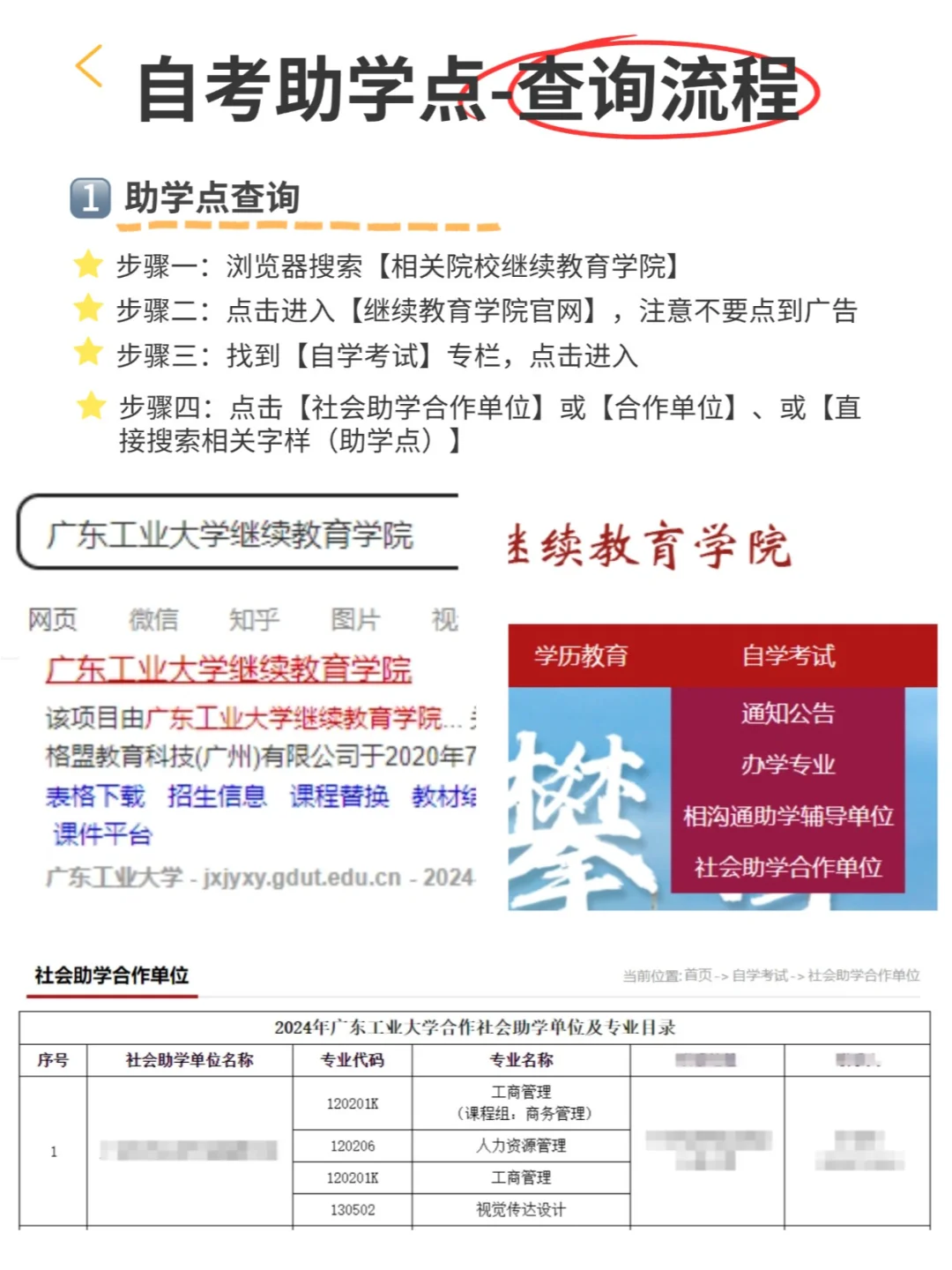 广东自考助学点查询流程