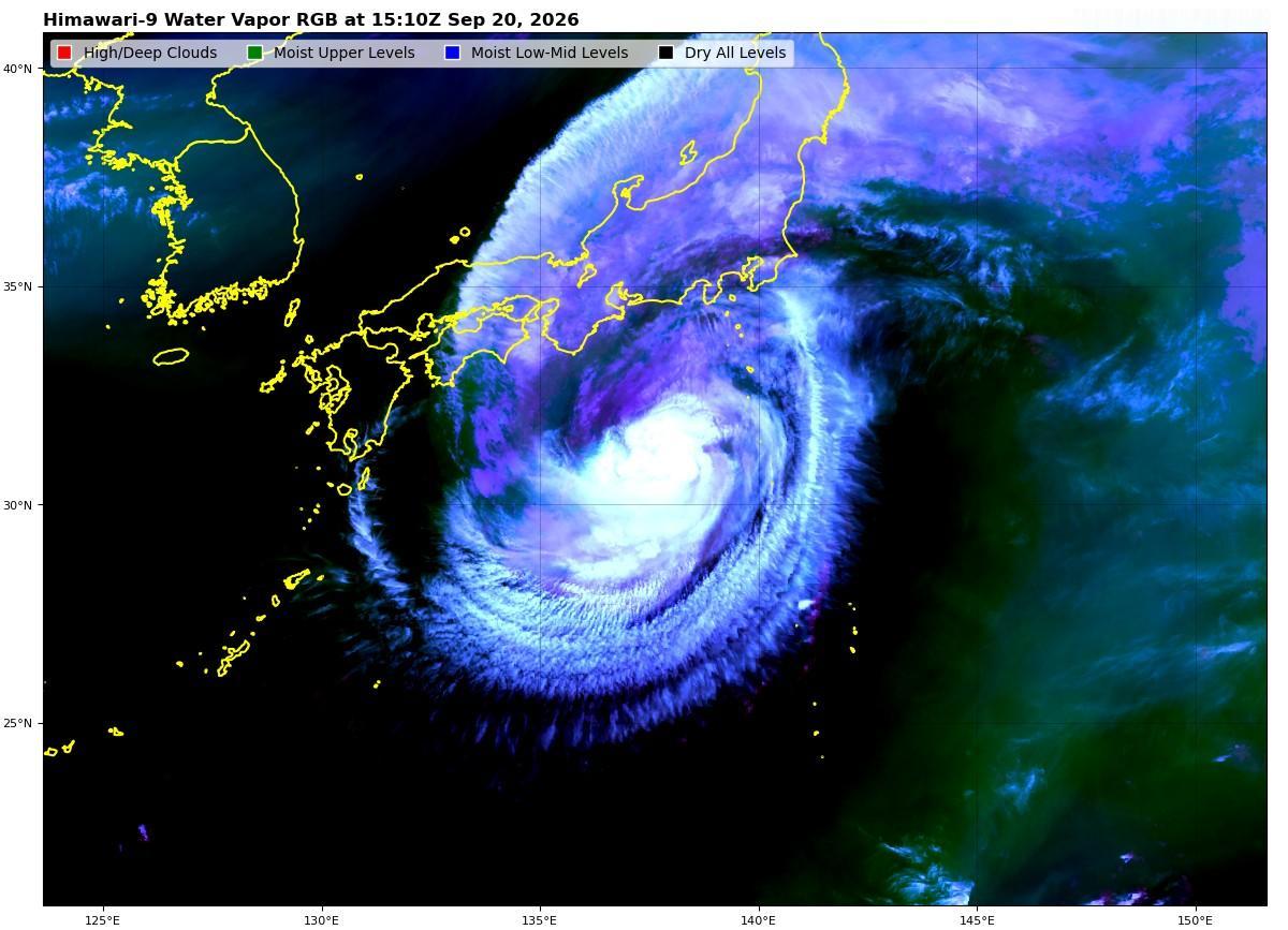 截至9月20日23时，今年第25号台风“杜鹃”正在日本以南洋面活动。它没有奔向我