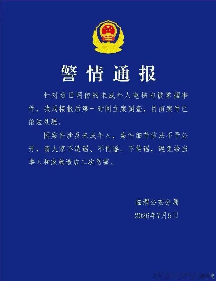 九岁女孩电梯内摸车被掌掴，渭南警方通报：已依法处理

我们尊重警方处理，但是，这