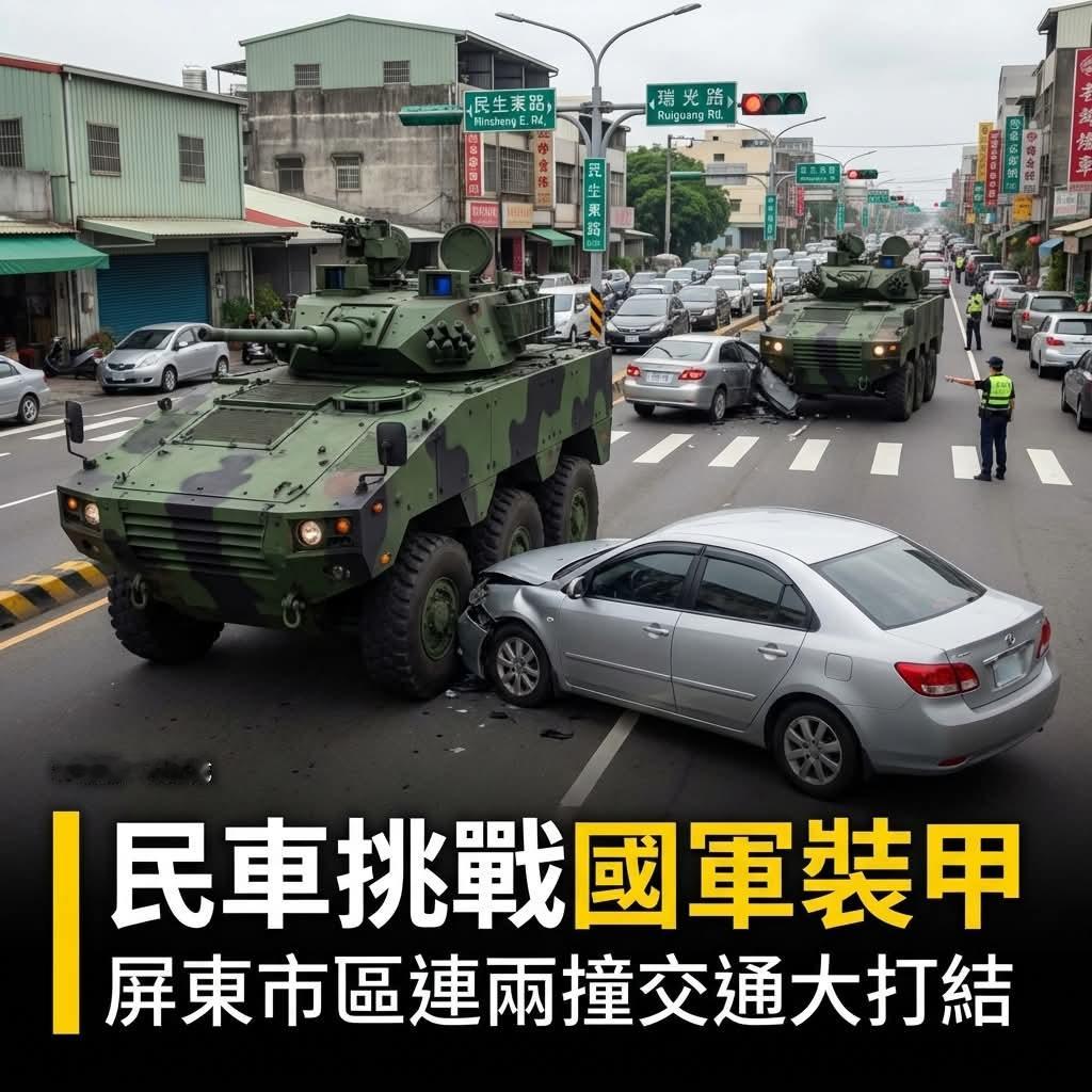 太敢撞了！屏东小车硬刚军用装甲车，这结局谁都能猜到…🚗💥🪖在路上见到军用装