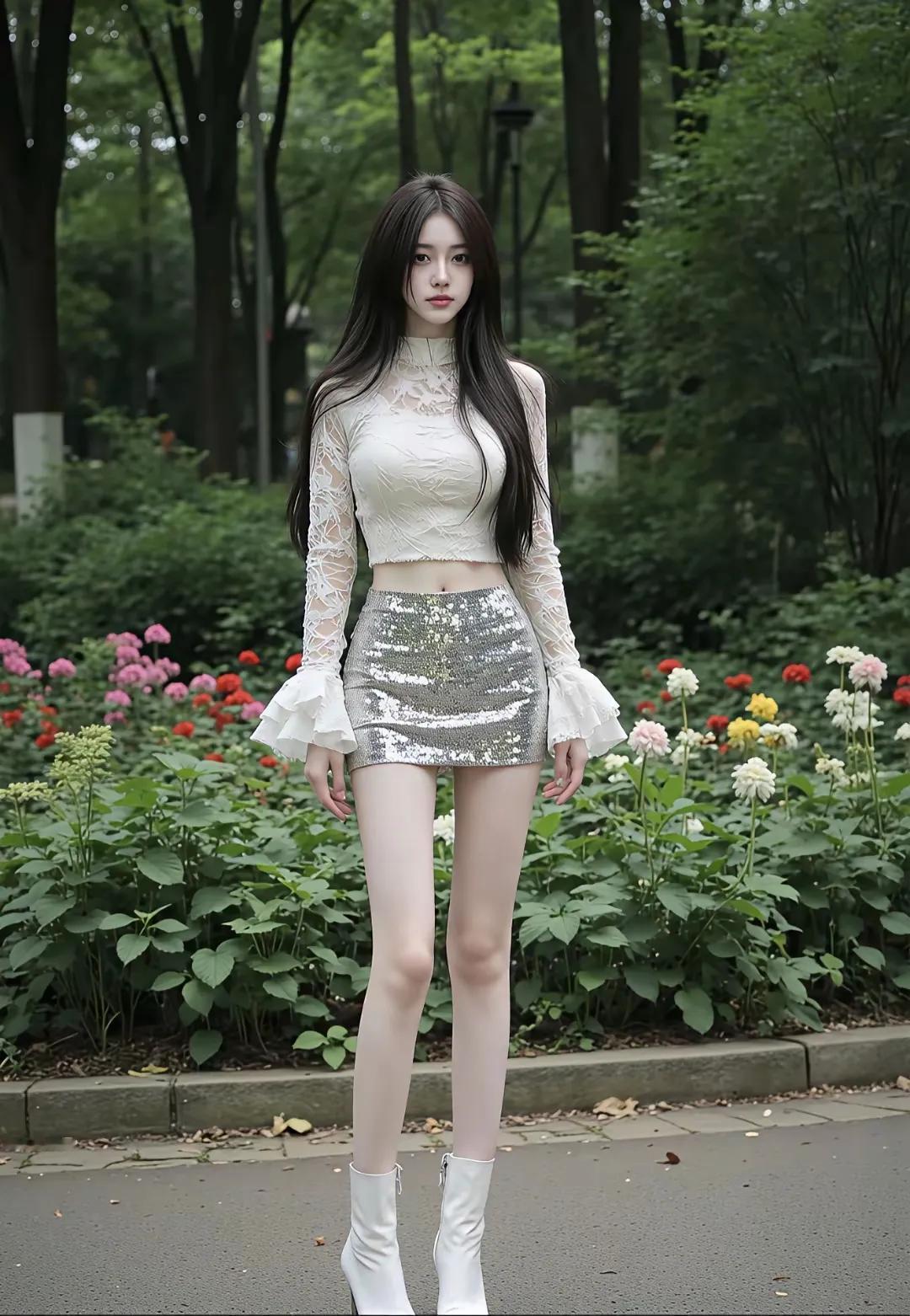 少女心满满，花海中的优雅穿搭纯真少女感穿搭 赏花季穿搭 女神春日穿搭 温柔风景穿