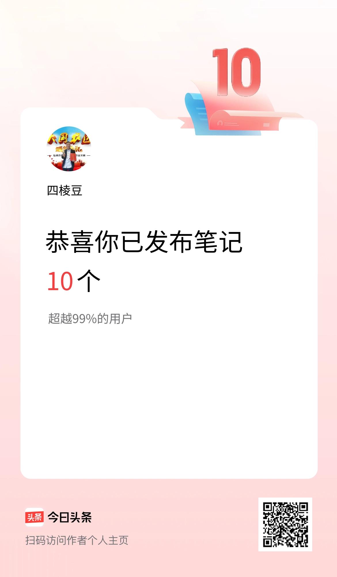 我在头条累计投稿笔记10个