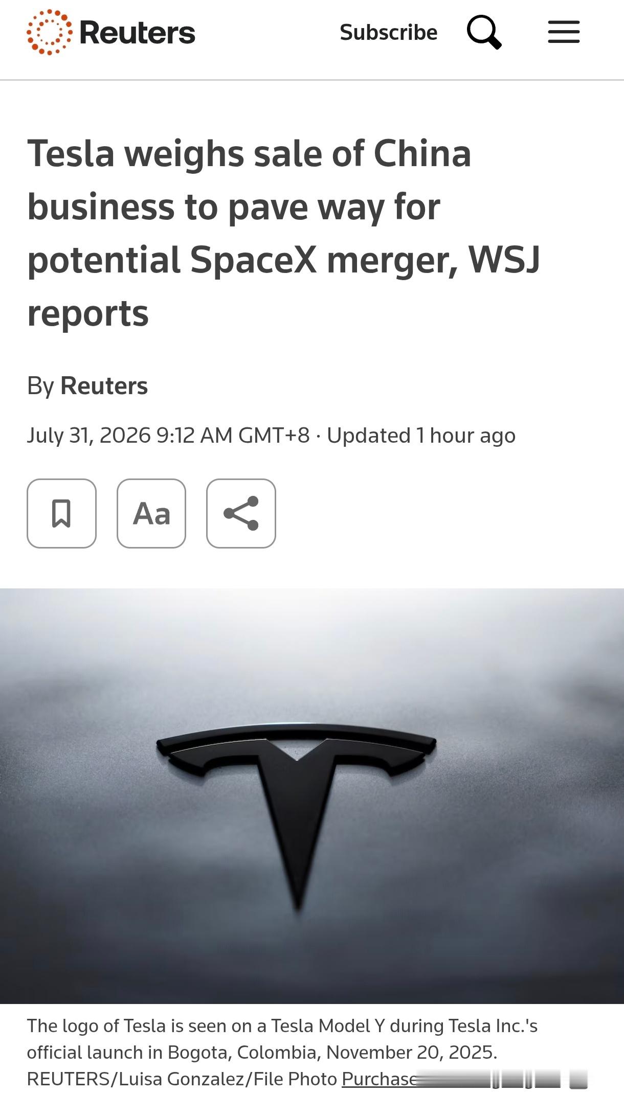 特斯拉考虑出售中国业务 特斯拉这是为了 SpaceX 豁出去了？？？ 