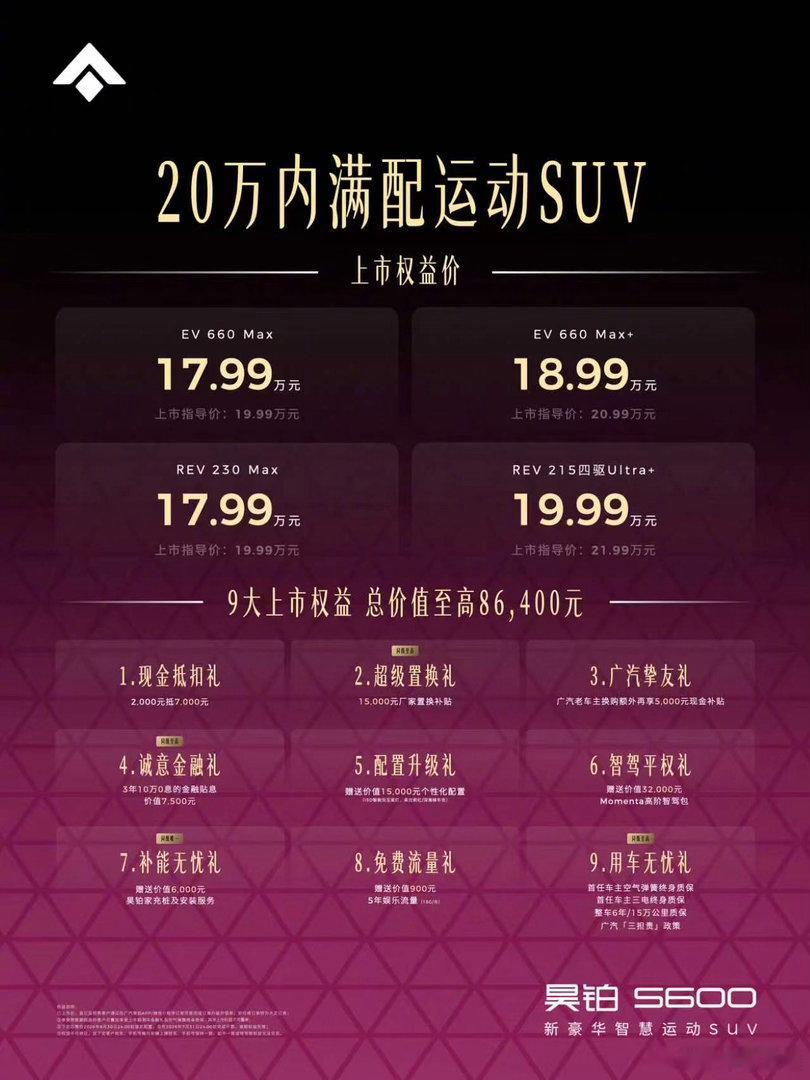 昊铂S600上市权益价17.99万起满配超值20万以内，谁敢这么堆料？昊铂S60