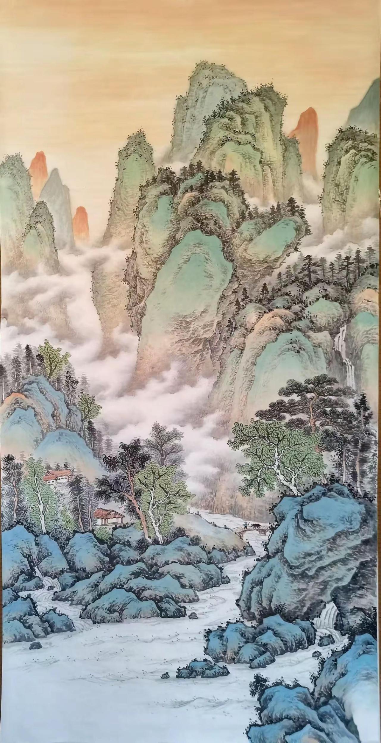 云涧山居。四尺山水创作者中心 创作灵感 国画专业 传统水墨画