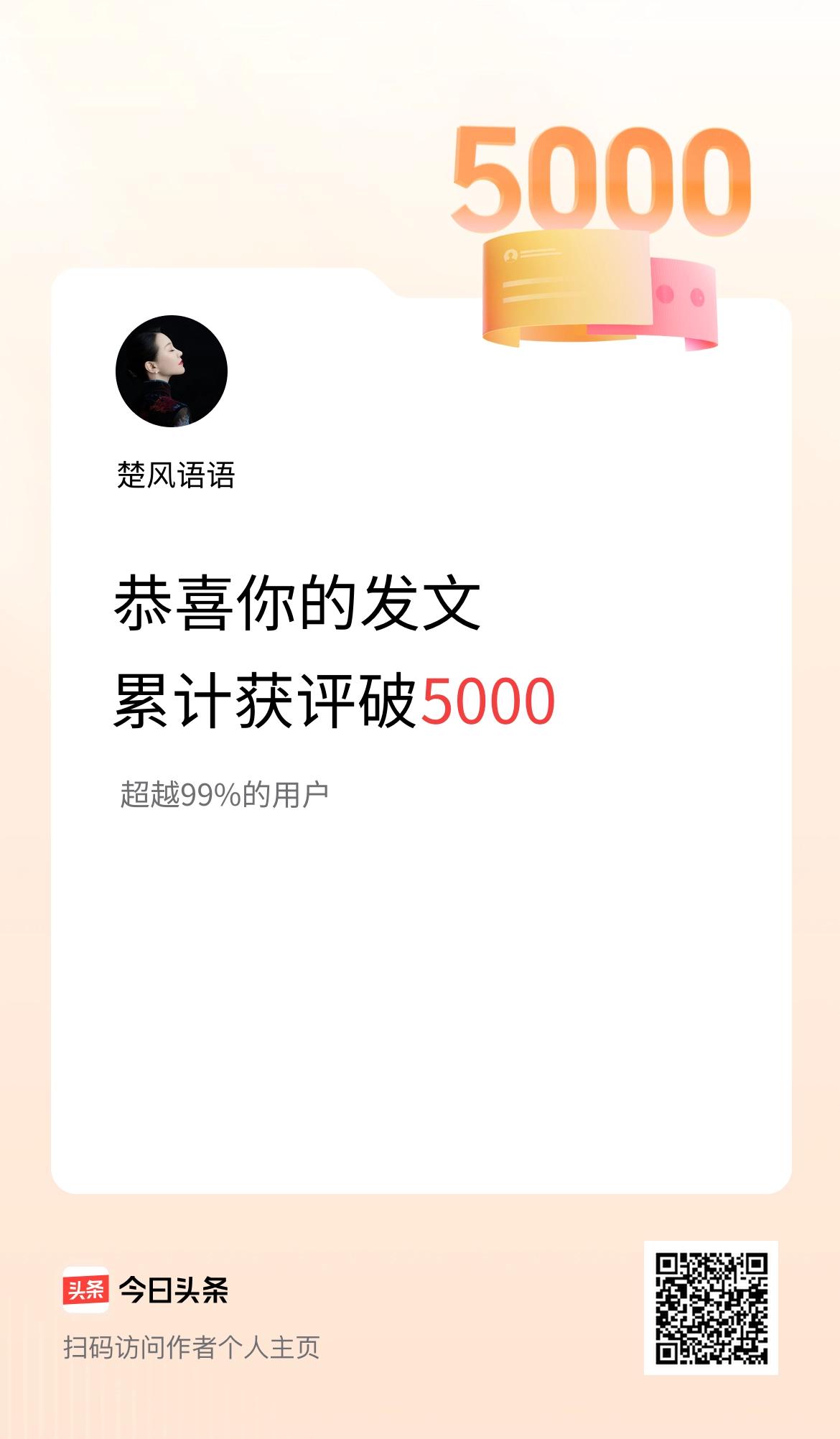 我在头条累计获评论量破5000啦！