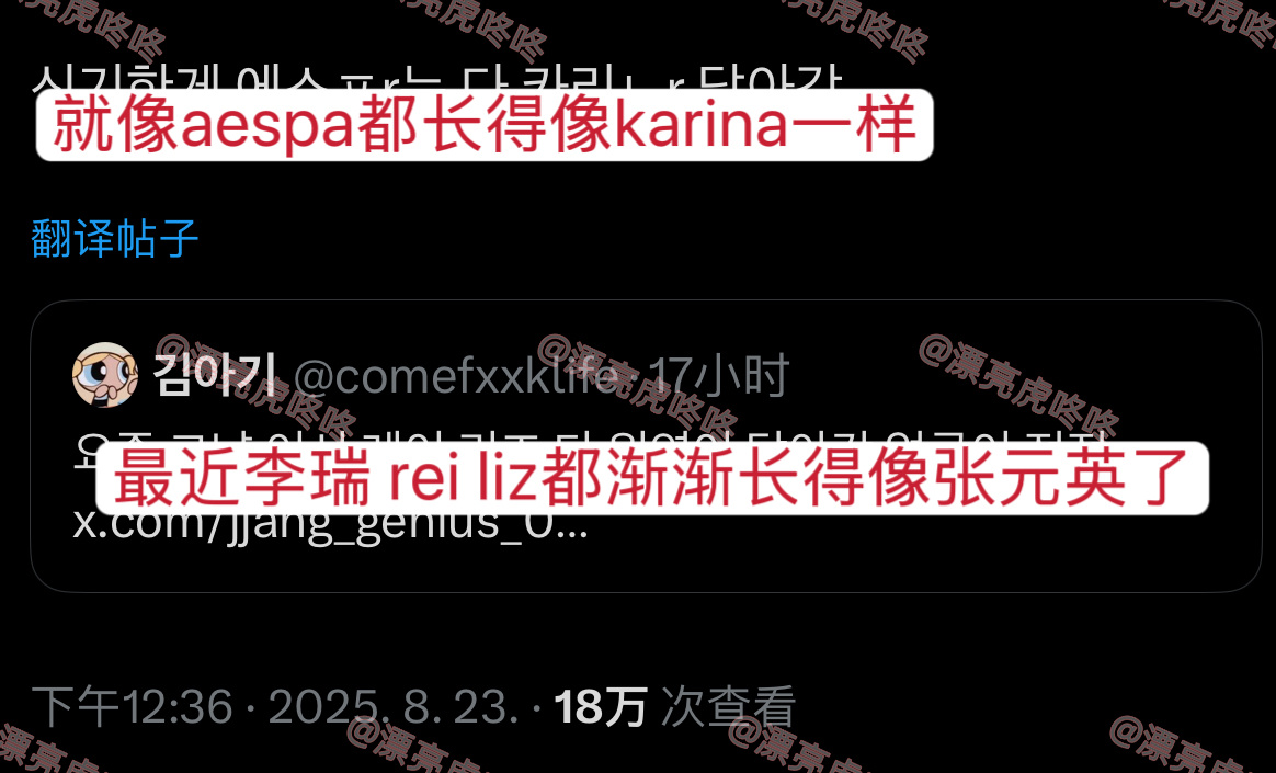 【twi】“最近李瑞 rei liz都渐渐长得像张元英了”-“就像aespa都长