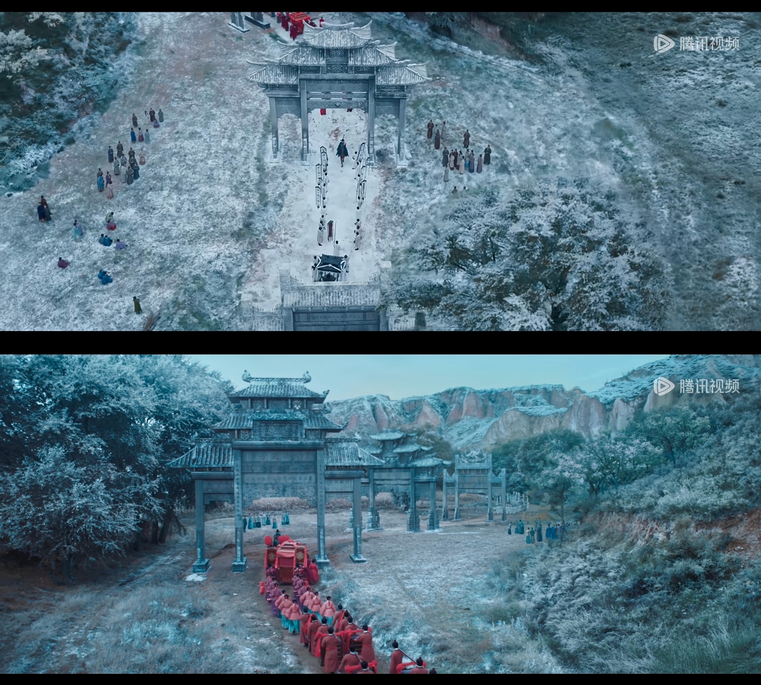 邓科花开锦绣的画面远景构图进步了，打光滤镜整体偏黄，部分偏蓝，黄色调是他自己喜欢