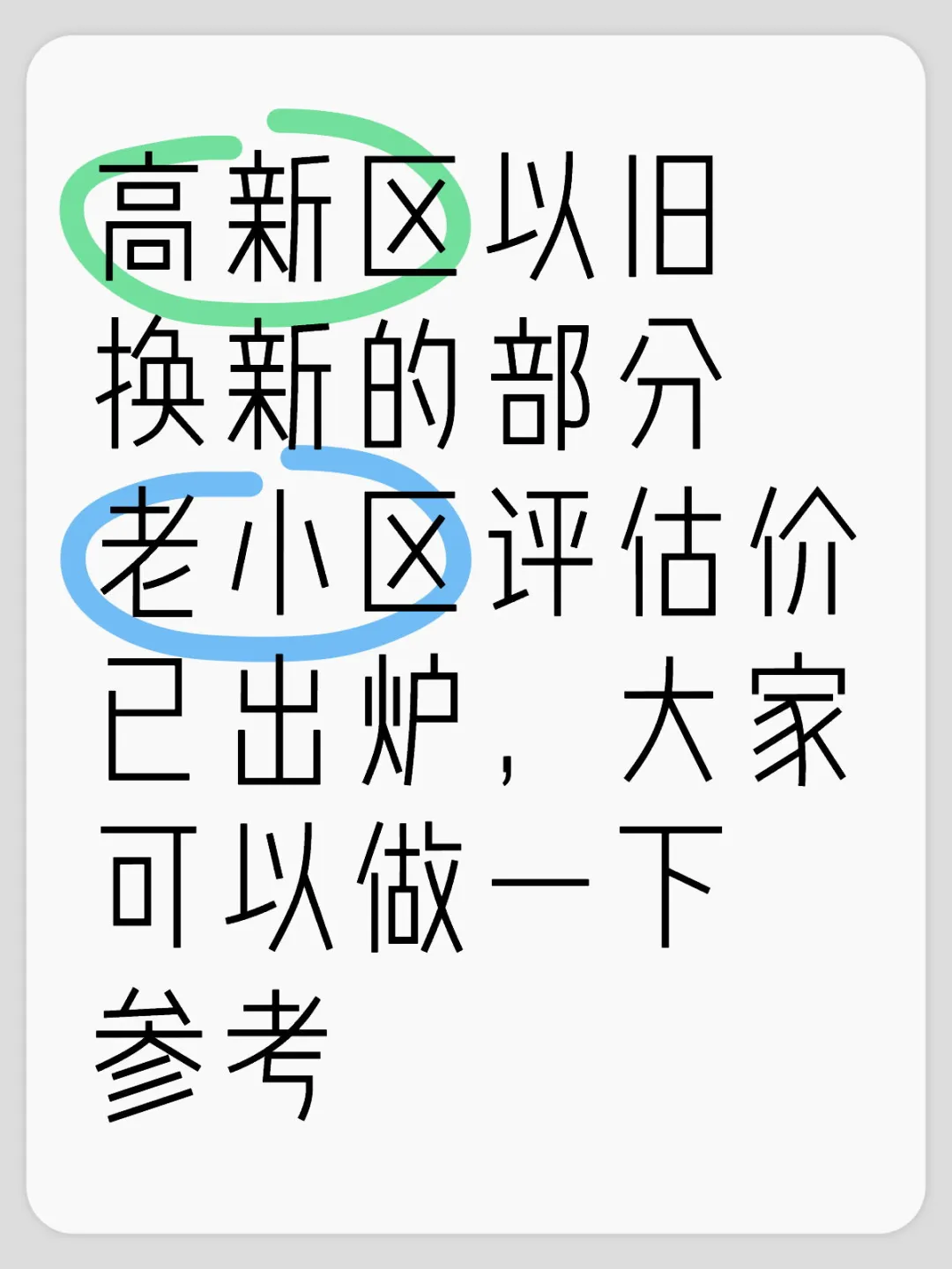 高新区以旧换新的部分老小区评估价已出炉