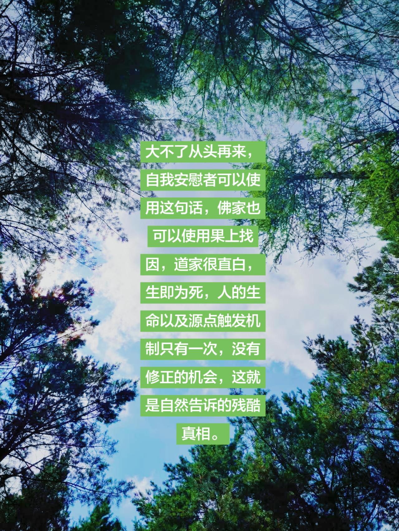 大不了从头再来，自我安慰者可以使用这句话，佛家也可以使用果上找因，道家很直白，生