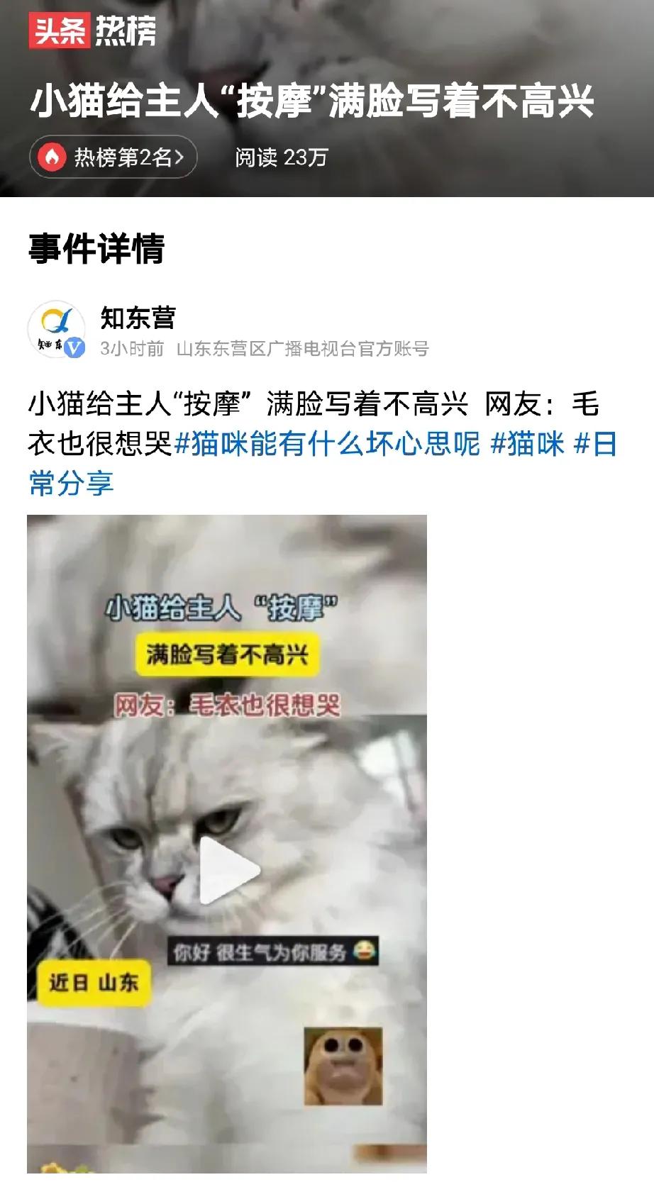 猫都会按摩了，按摩店有危机了吧！

家有宠物不但能带来快乐，缓解重压之下的身心，