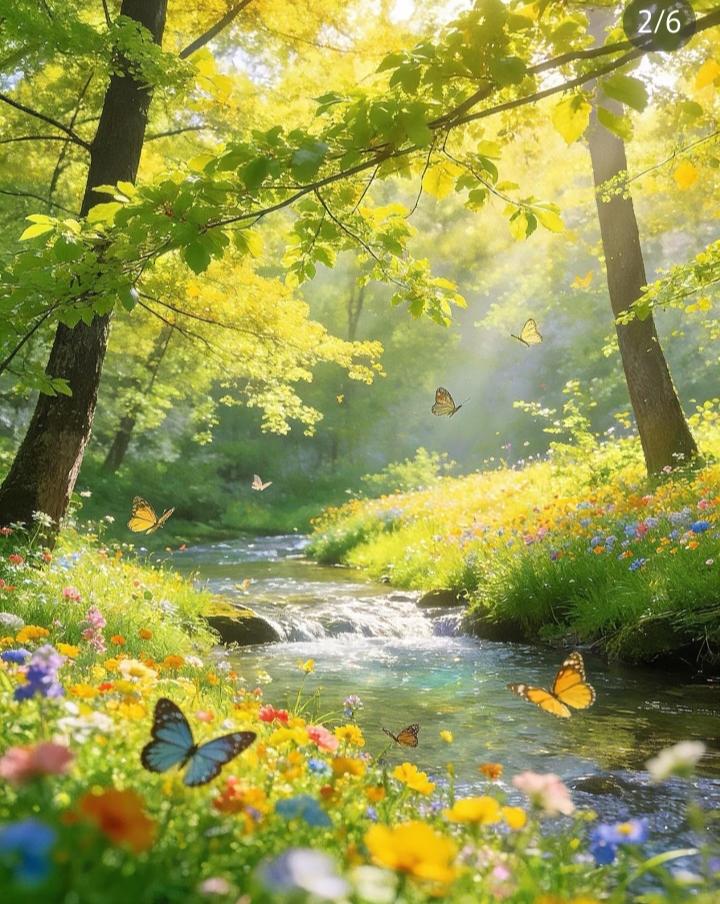 旅行随手拍潺潺流水，绿草如茵