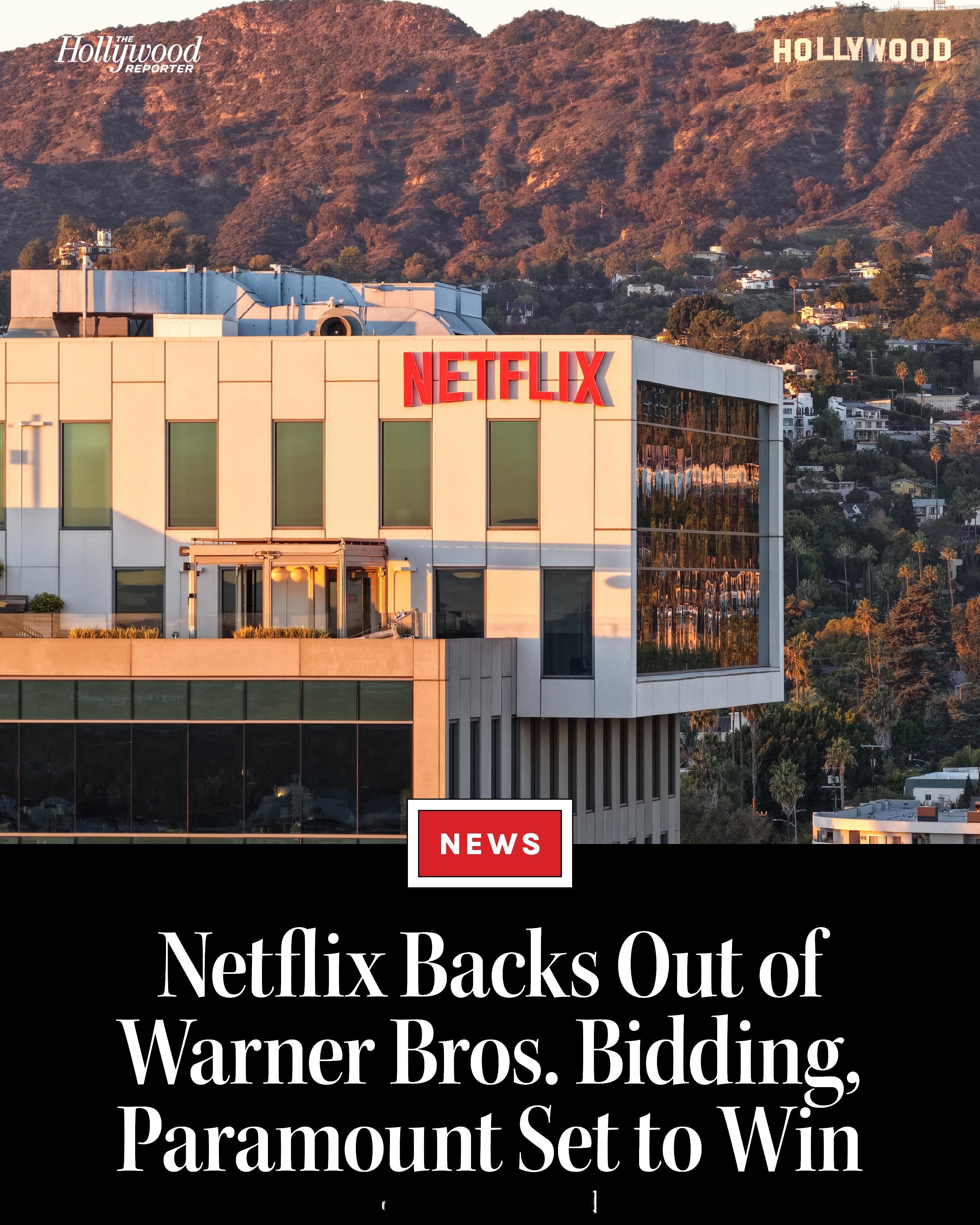 剧情反转，Netflix决定不再加价竞购华纳兄弟，这意味着David Ellis