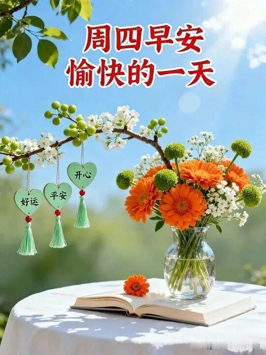 “周四早安，愿你的一天充满好运与平安”🌸💚📖
