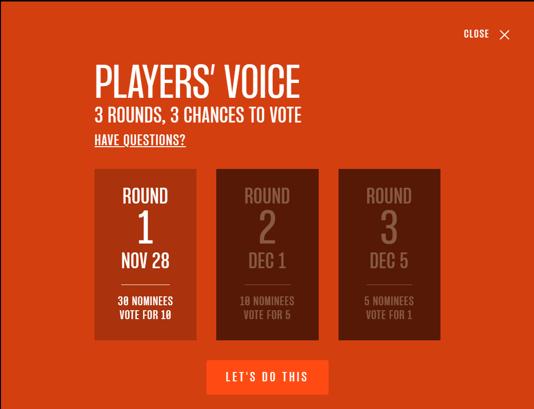 TGA 2022 玩家之声投票正式开启，目前《艾尔登法环》暂时领先