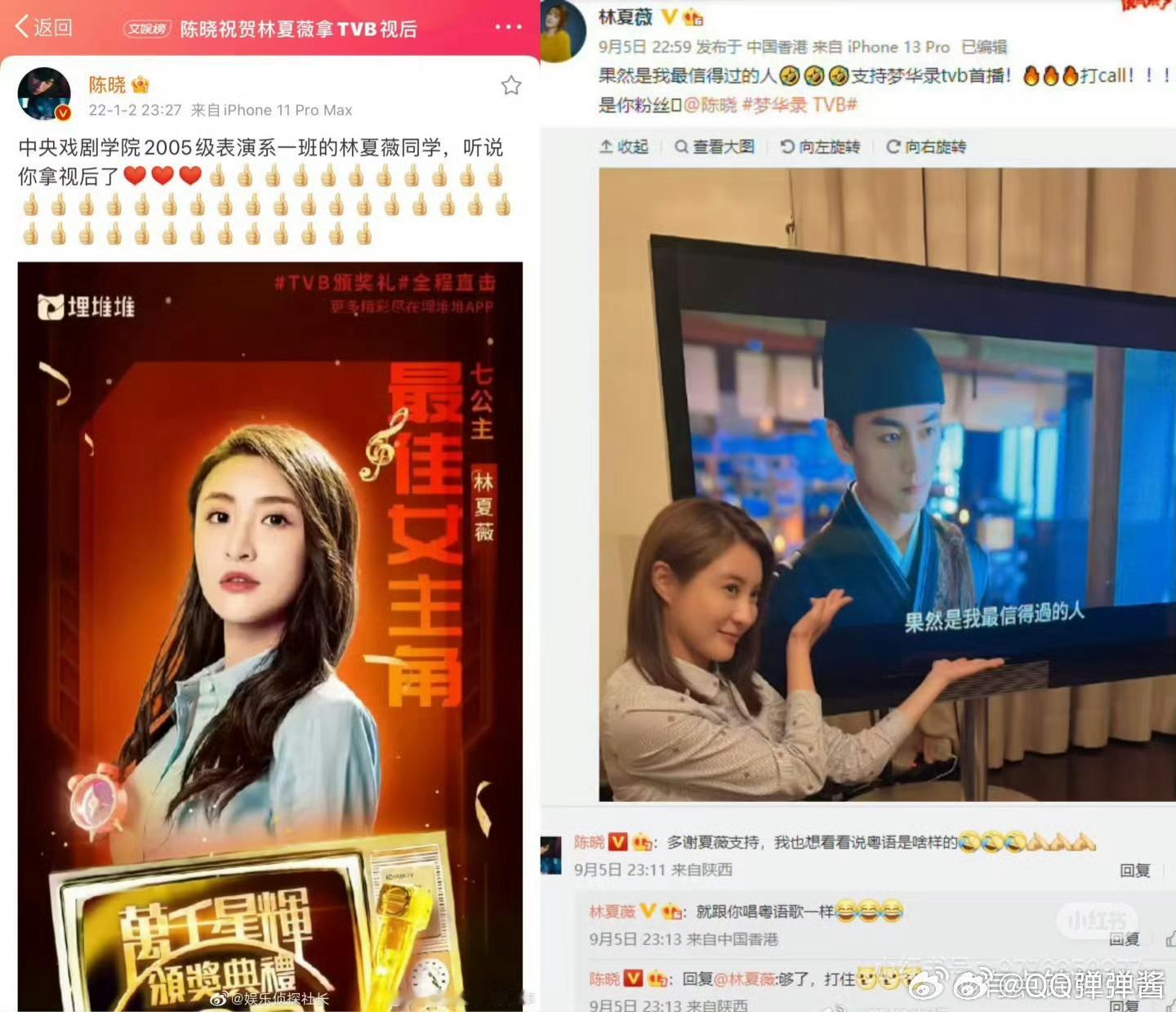 中戏05级出了这么多明星 中戏05级出来的都是演技派没话说陈晓和林夏薇老同学同框