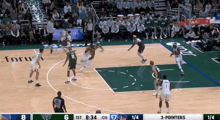 完成蜕变！如今库明加三分真稳！
在今天NBA常规赛勇士对阵雄鹿的第一节比赛中，库