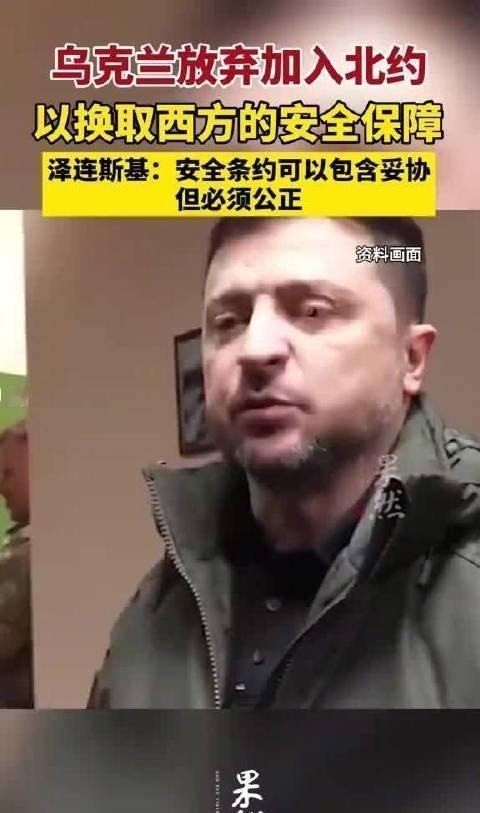 《【泽连斯基：乌克兰已放弃加入北约 作为结束冲突的妥协方案】乌克兰总统泽连斯基在