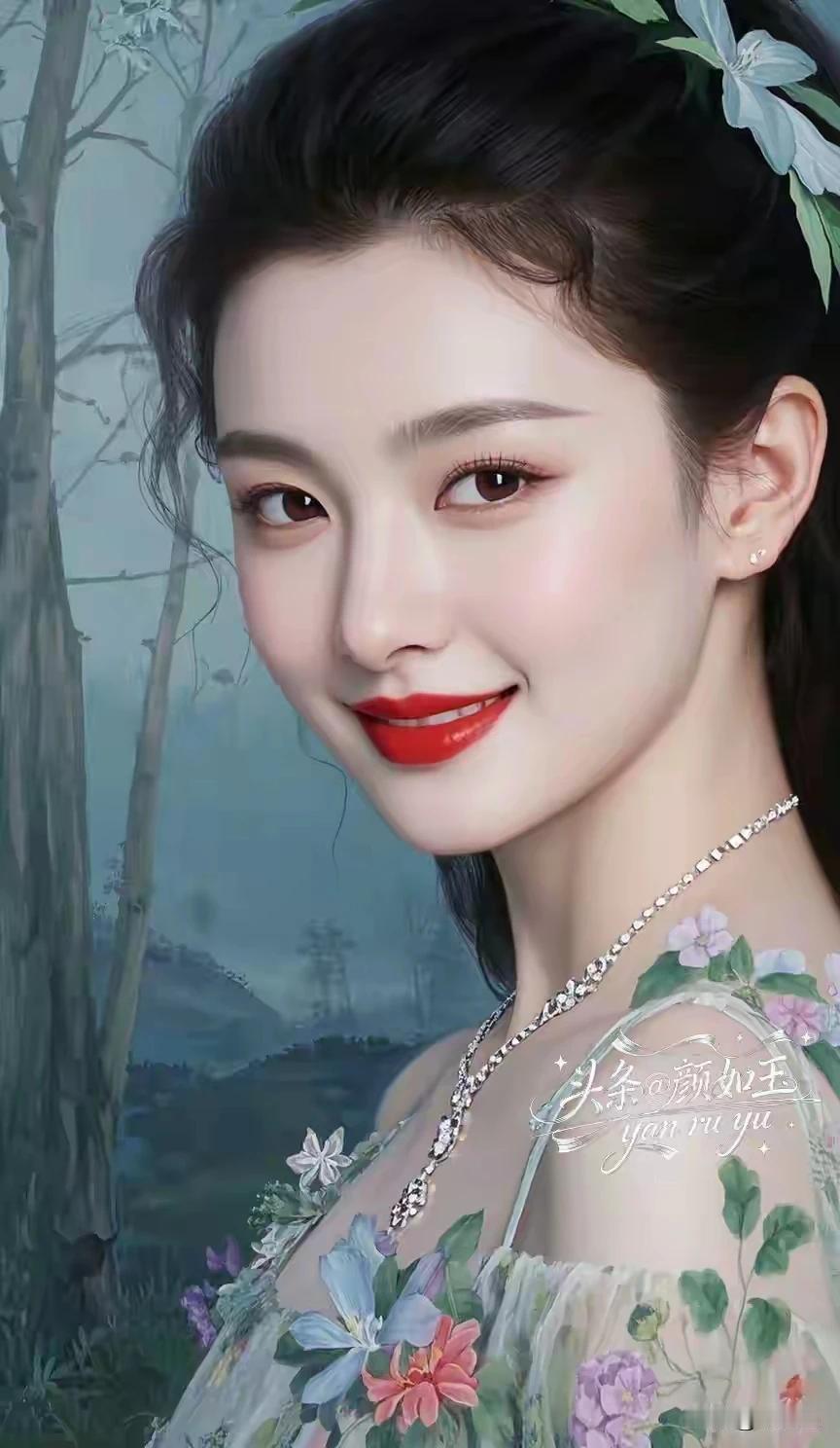 东方美人与西方色彩巧妙融合，眉若春山含黛，眸似秋水凝波，尽显独特韵味。