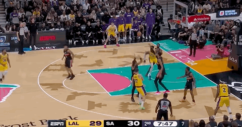 湖人打出9-0高潮！湖人全队6次助攻，都是东契奇的！湖人vs马刺