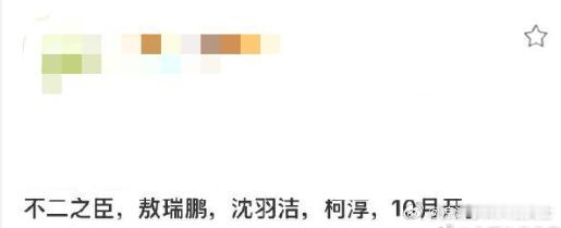网传不二之臣敖瑞鹏沈羽洁柯淳敖瑞鹏沈羽洁柯淳不二之臣10月开机网传《不二之臣》1