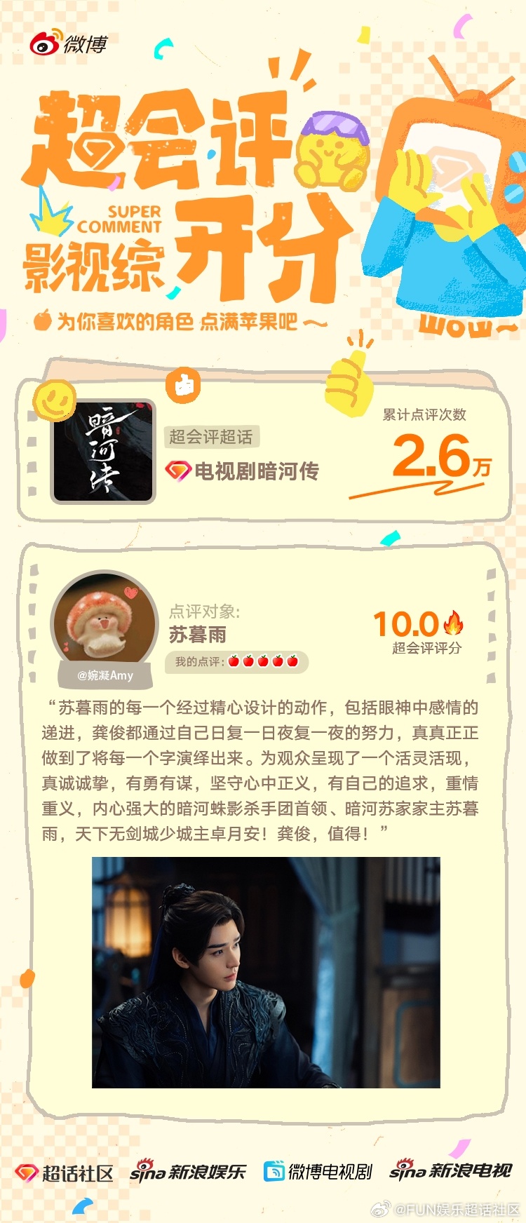 影视综超话超会评开分 [毕业快乐][毕业快乐]恭喜以下uu们为影视综超会评贡献的