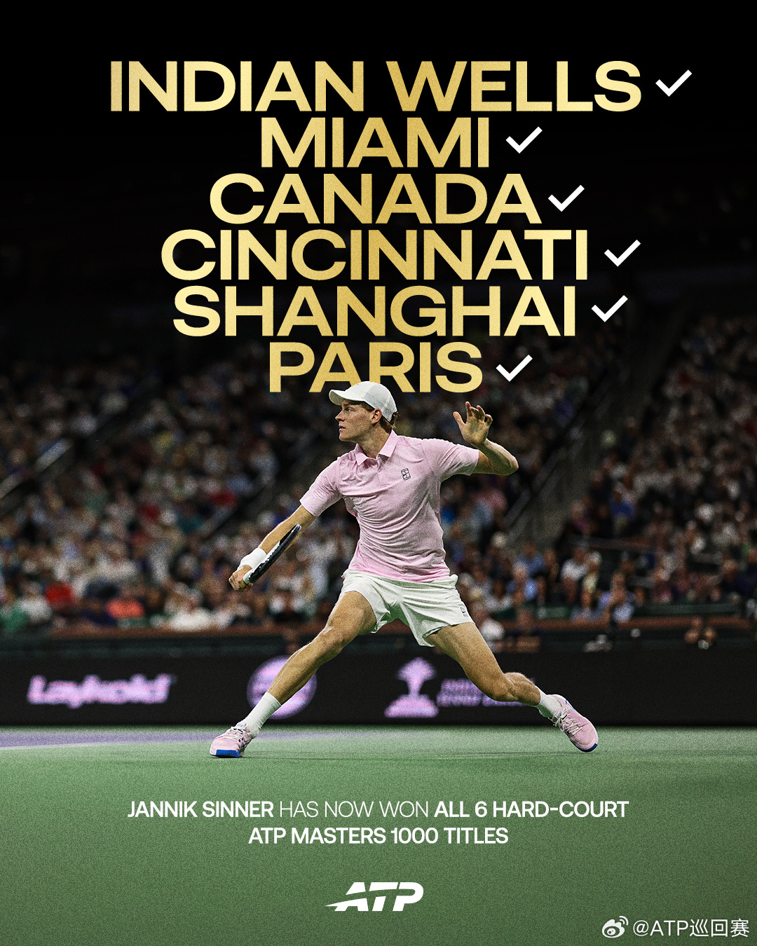 🏆2023加拿大🏆2024迈阿密/辛辛那提/上海🏆2025巴黎🏆2026