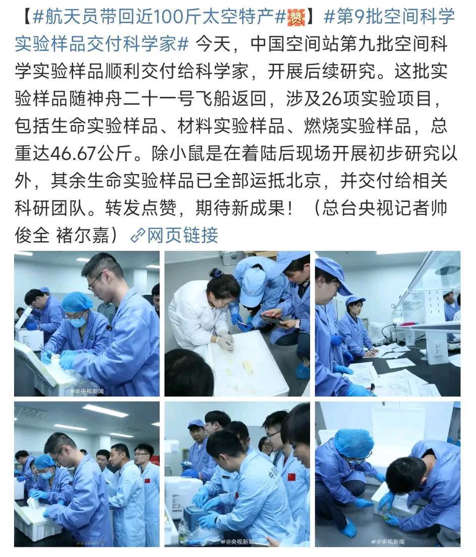 不止航天英雄们返回地球了，还带回来了100斤太空特产，跟着四只航空鼠也回来了，真