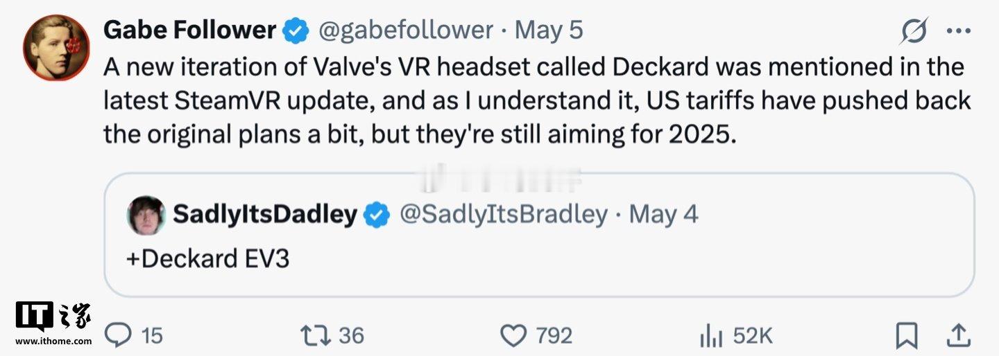 消息称 V 社 Deckard 新品 VR 头显因美国当局关税政策推迟发布消息源