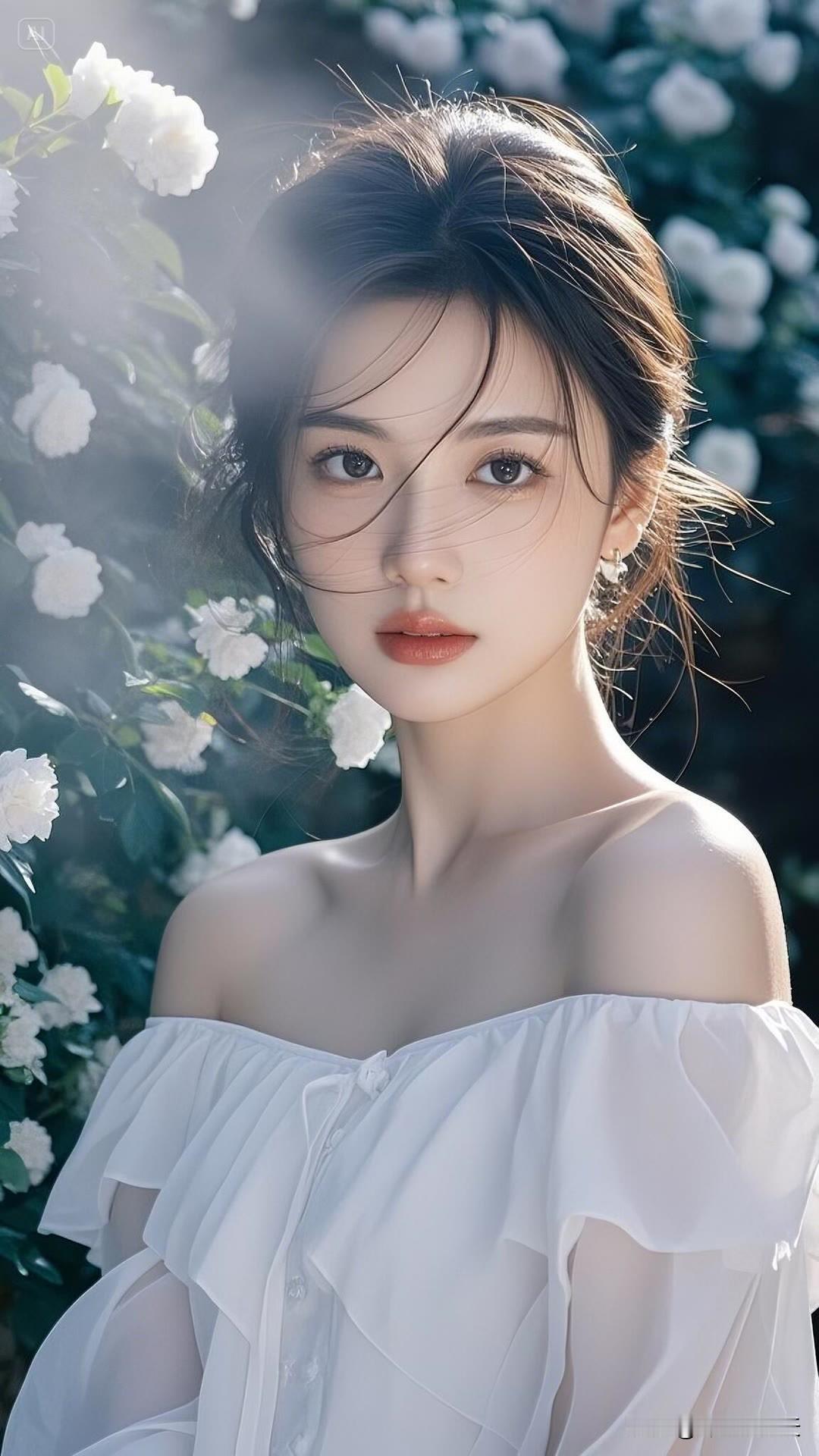 清风挽发梢，花香映笑颜，气质清冷，美若晨光。美女人像群 高清美女 美女欣赏图片