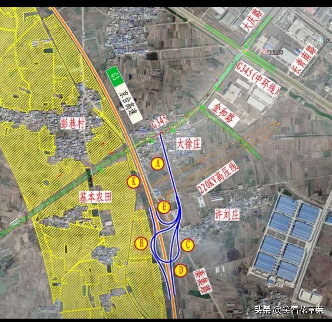 京台高速，秦集出入口位置图。