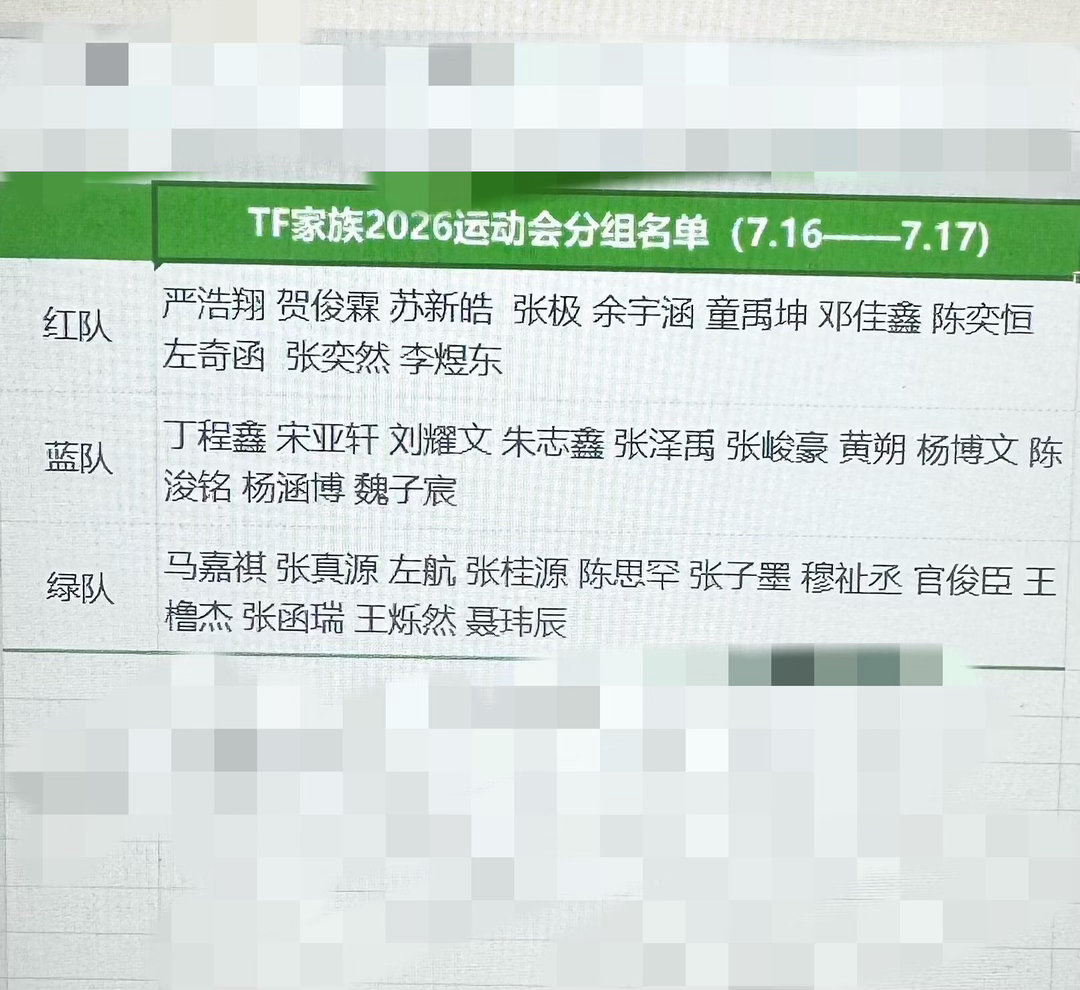 运动会分组 真瓜主爆料tf家族运动会｜