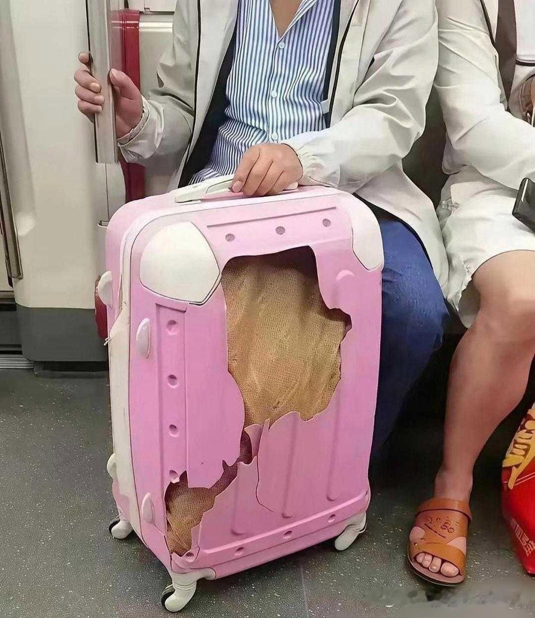 一开始还以为箱子烂了，再一瞅，原来是眼瘸了 ​​​
