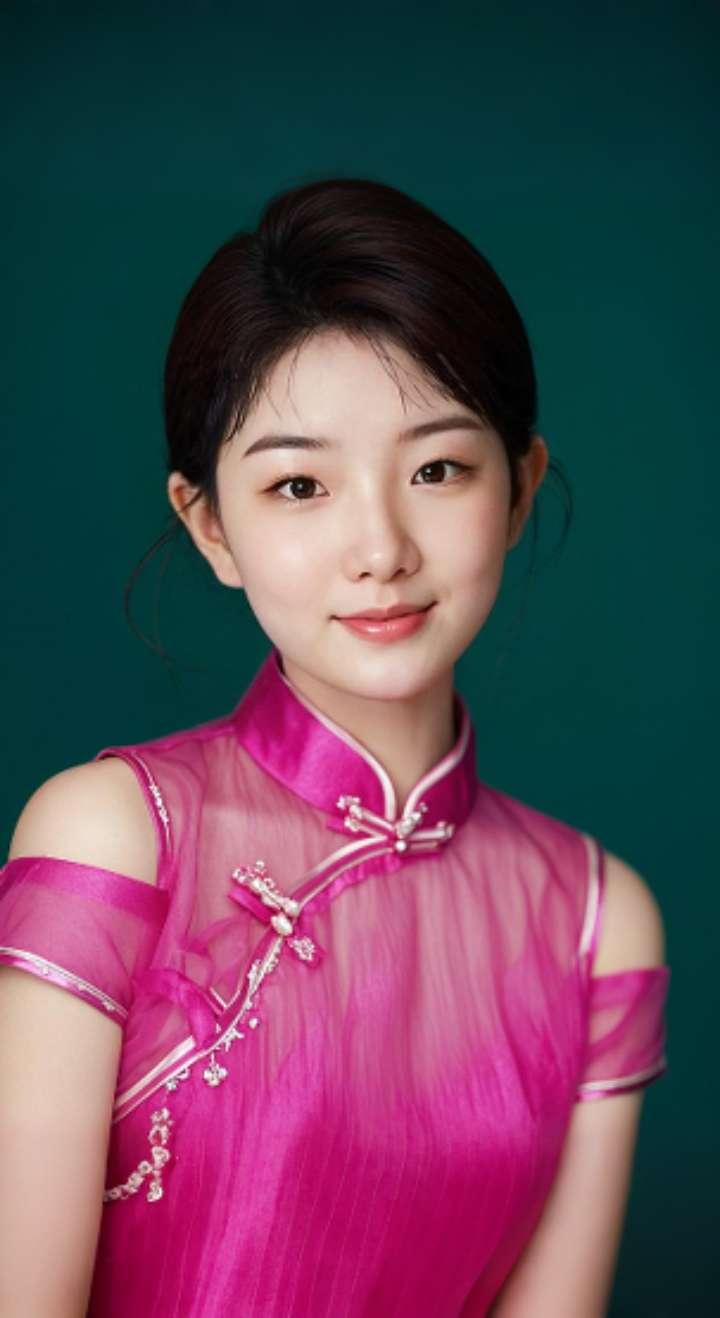 AI扩图 AI艳粉微笑