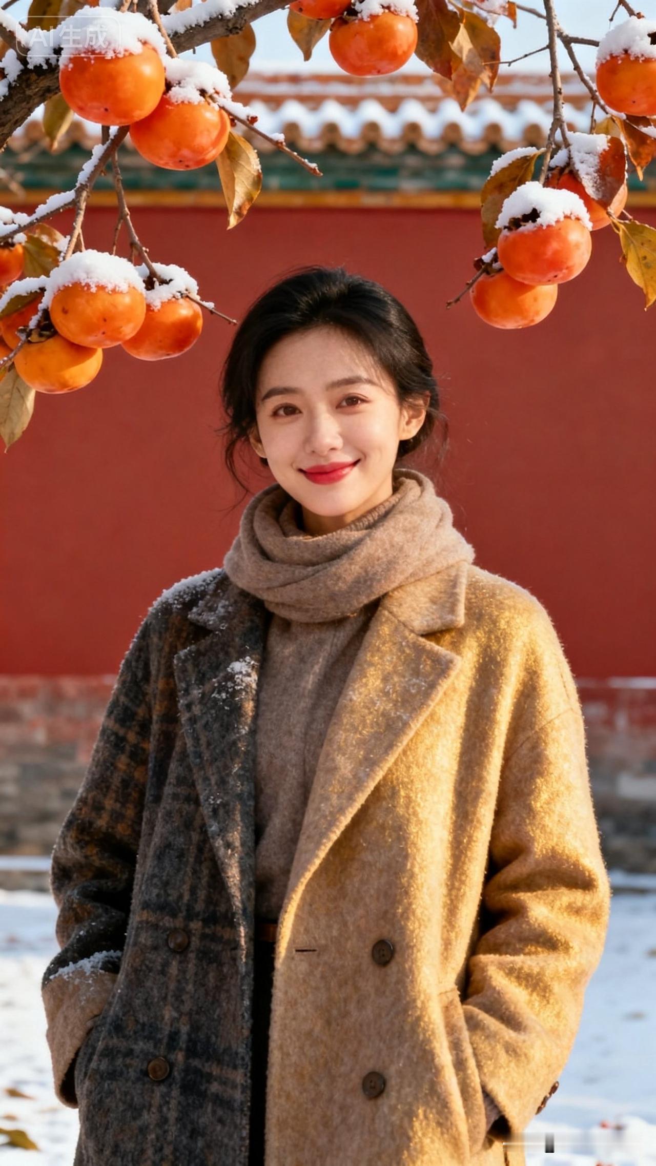 冬日暖阳下，红墙绿瓦旁，笑靥如花，暖意融融。🌞🍎💕