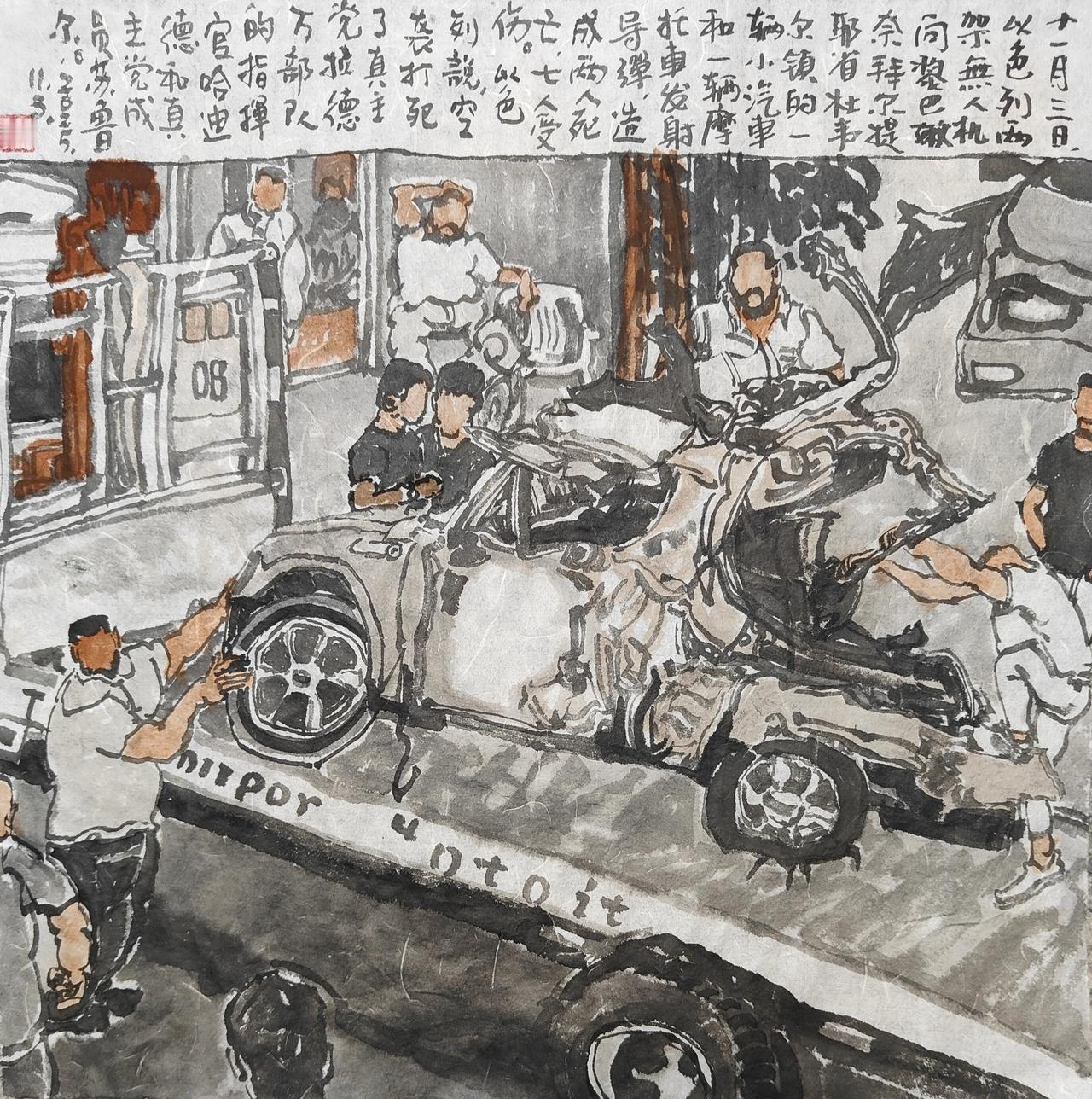 2025碗子记事∶11月3日，以色列2架无人机向黎巴嫩奈拜尔提耶省杜韦尔镇的一辆