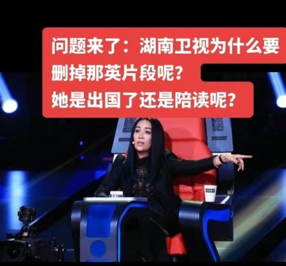 湖南卫视节目P掉那英画面，这是为什么呢？她是出国了还是陪读呢？还是发生什么了？#
