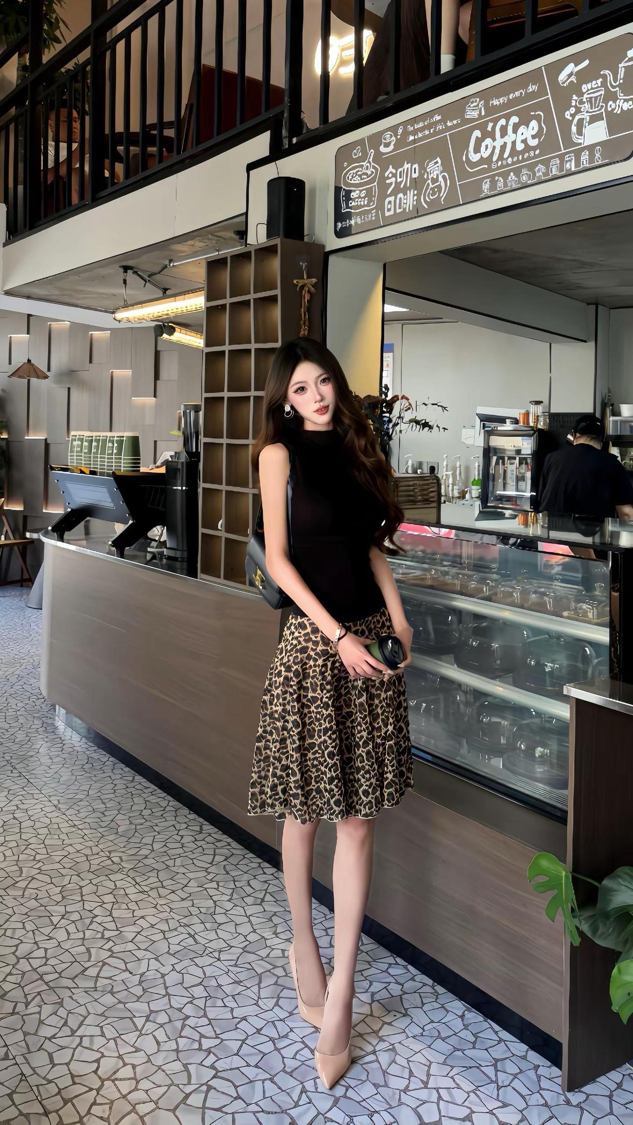 再美十年也才三十岁长期主义穿搭 咖啡厅拍照 今日风格ootd