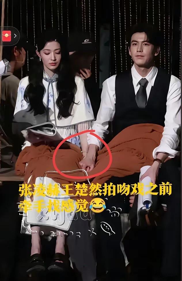 笑死了，张凌赫王楚然拍吻戏，两人鼻子挺的能戳起对方脸疼[我想静静]​拍之前还牵着