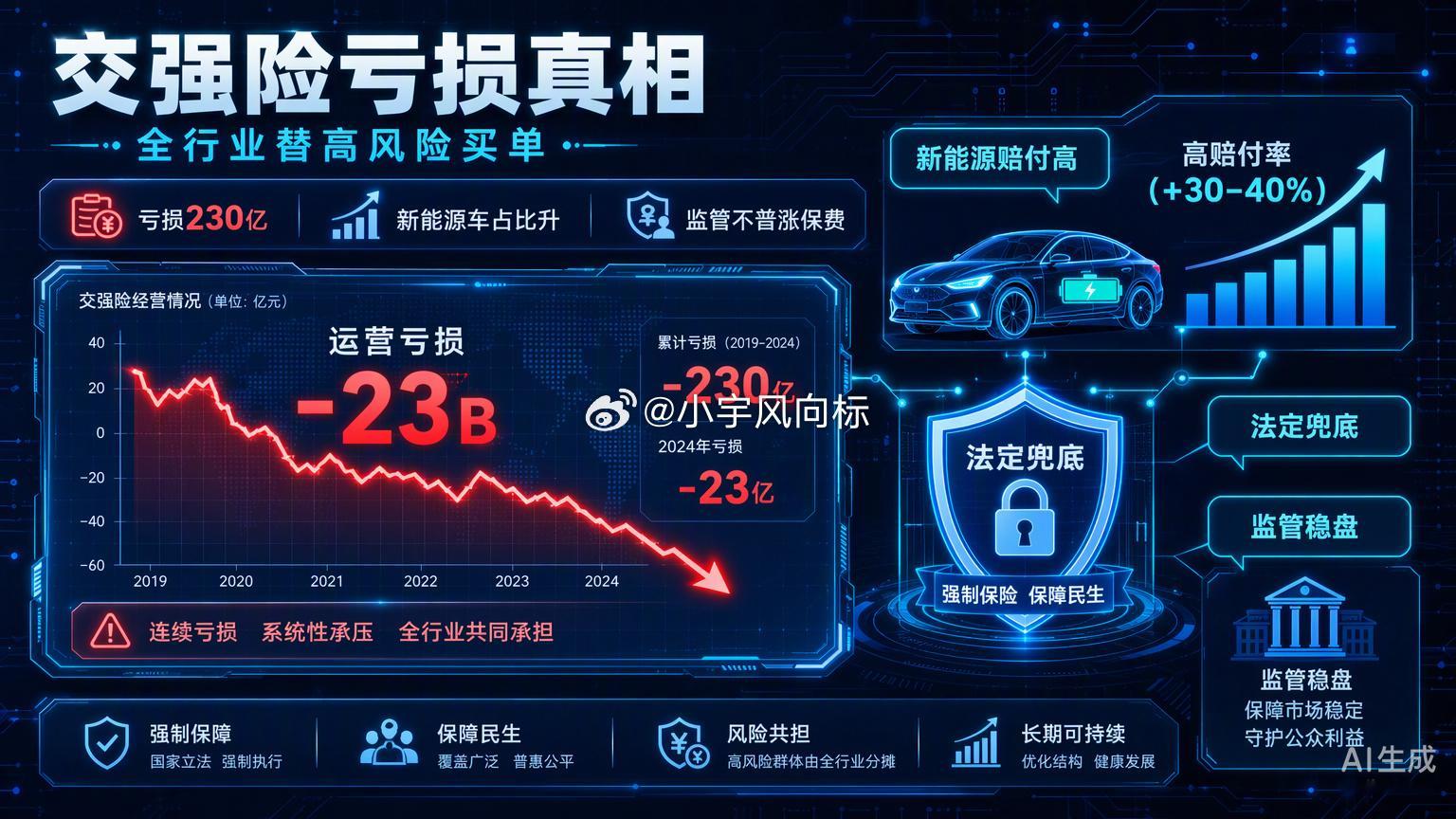 交强险亏了两百多亿，这事儿听着挺吓人，但咱们得换个投资视角看。这本质上是全行业在