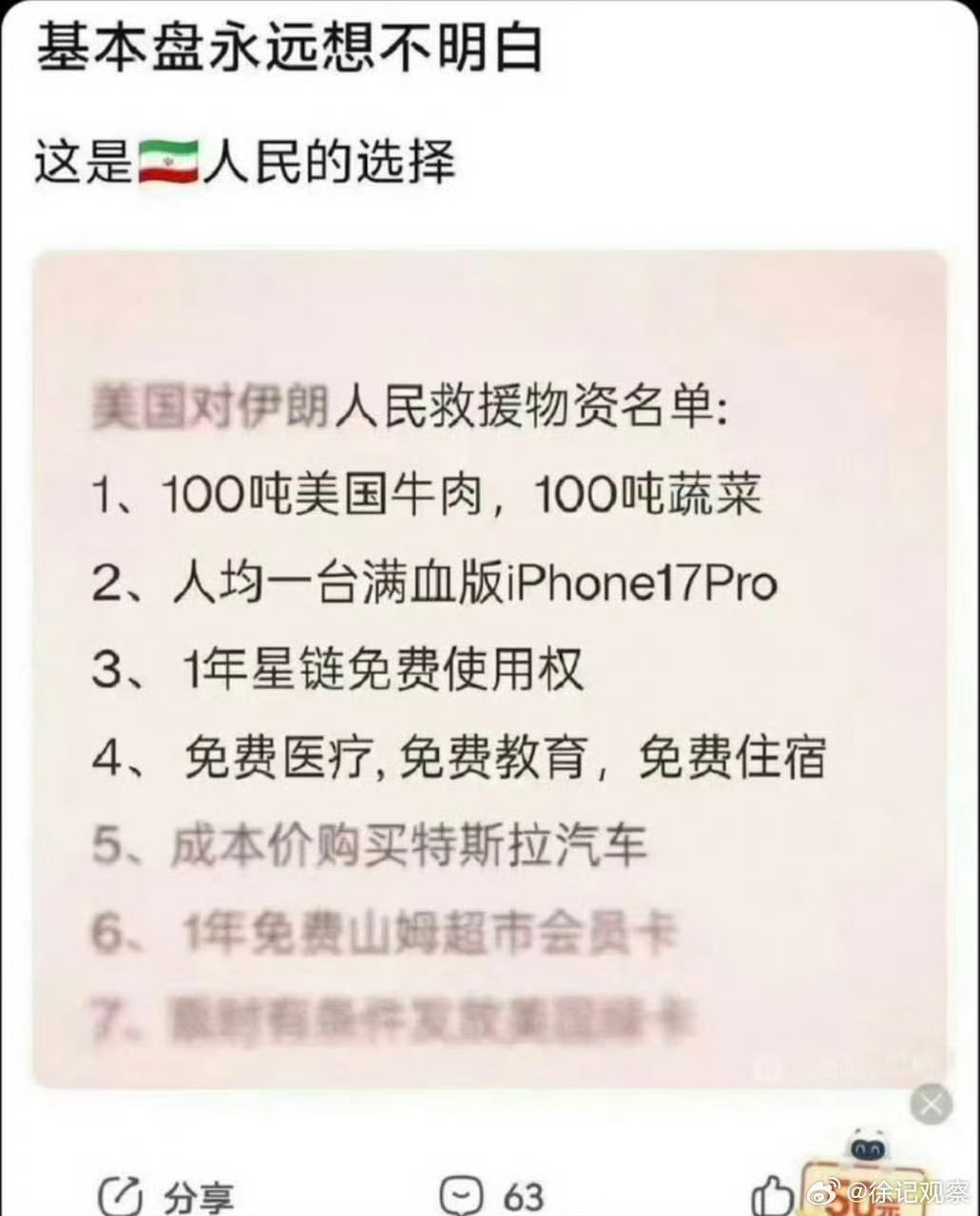 别伊朗人民的选择了……你先问问美国人民有这些吗？美伊以冲突热点观点海外新鲜事